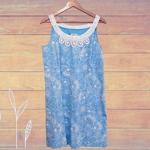 Ann Taylor Loft ~ Blue and White Floral Summer Dress ~ Size 14P